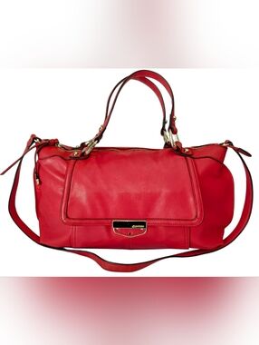 B MARKOWSKY RED LEATHER CROSSBODY SATCHEL HANDBAG!